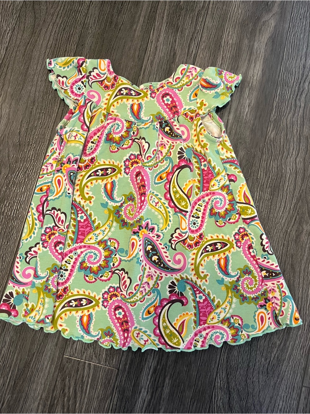 Vera Bradley Mint Paisley Flutter-Sleeve Dress with Pink & Yellow Accents